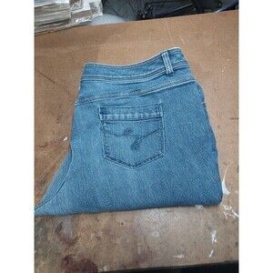 CJ Banks Womens Size 20W Petite Curvy Pockets Straight Leg Denim Blue Jeans